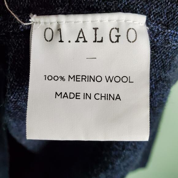 01.ALGO Men's Blue Merino Wool Crewneck Sweater Size XL - Picture 5 of 6